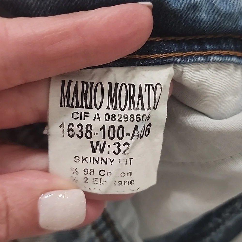 Mario Morato Men's Skinny Patch Jeans Streetwear European Size 32​​​​​